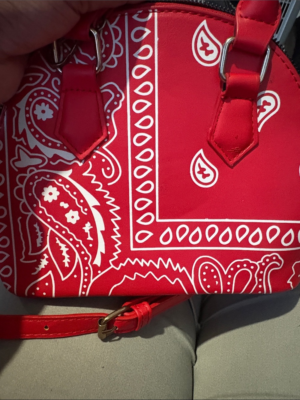 Red Bandana-Print Dome Satchel Shoulder Bag